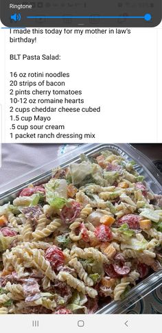 a salad in a plastic container with instructions on how to make it and what to use it