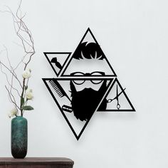 a man with a beard and glasses is depicted in this wall decal from the hipster collection