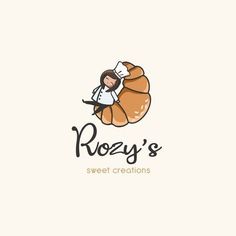 the logo for rozy's sweet creations, which is designed to look like a pastry