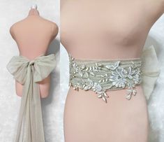 - Handmade with meticulous attention to detail - Materials: soft tulle embroidered with gold thread (Lurex) - Extra-long length of 450cm allows for versatile styling options - Central part of the belt is adjustable in width (8-20cm) - Unique train tails with a width of 50cm - Gift wrapping available With its extra-long length of 450cm, the belt allows for versatile styling options. It can be tied or knotted around your waist, creating a beautiful bow detail that can be worn to the front or the back. For a more minimalistic effect, you can simply tie it in a knot. The central part of the belt is adjustable in width, ranging from 8 to 20cm, allowing you to customize it to your liking. The gold tulle bridal belt also features unique train tails with a width of 50cm, adding an exquisite touch Elegant Lace Bridal Belt For Party, Lace Bridal Belt With Sashes For Wedding, Lace Bridal Belt For Ceremony, Bridal Belts And Sashes, Diy Belt For Dresses, Sewing Terms, Lace Belt, Gold Tulle, Bow Sash