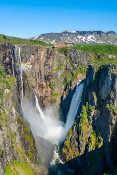 Vøringsfossen waterfall near Eidfjord and the Hardangerfjord Nordic Travel, Small Towns, West Coast, Norway, Places To Go, Travel Tips, Nature Photography, Places To Visit, Character Art