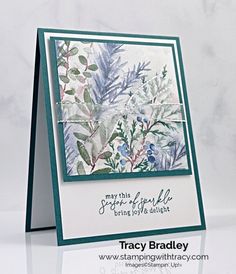 a close up of a card with leaves on it