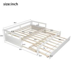 a bed frame with measurements for it