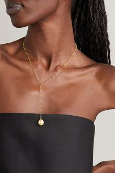 Pippa Small believes that when you wear one of her necklaces, you're keeping it close to the heart, making it even more special. Made from 18-karat gold, this lariat-style piece features a lustrous pearl suspended from a delicate chain. Wear yours with plunging necklines. Luxury Gold Briolette Necklaces, Luxury Drop Pearl Necklace For Gift, Luxury Gold Briolette Necklace, Luxury Lariat Chain Necklace For Evening, Luxury Gold Plated Teardrop Necklaces, Formal Fine Jewelry Lariat Necklace With Pendant, Yellow Gold Lariat Necklace With Detachable Pendant As Gift, Luxury Gold Plated Teardrop Necklace, Gold Single Strand Jewelry For Evening