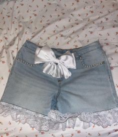 Cute coquette shorts with lace,pearls and a cute white bow. The size is a large (14-16). 30 day returns, NO exchanges. Cute Lace Bottoms For Spring, Coquette Bottoms, Coquette Shorts, Shorts With Lace, Cute Coquette, Tampa Fl, White Bow, Short Outfits, Tampa