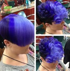 Purple rain Purple Pixie Cut Black Women, Green Pixie Cut, Purple Pixie Cut, Pixie Cut Black Women, Short Purple Hair, Short Hair Designs, Purple Pixie, Dip Dye Hair, Natural Hair Short Cuts