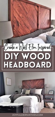 a diy wood headboard made out of two pieces of wood