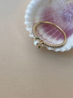 Delicate Bridal Jewelry, Pearl Ring Simple, Pretty Engagement Rings, Gold Pearl Ring, Zircon Ring, Pretty Rings, Rings Simple, Delicate Rings, Gold Pearl