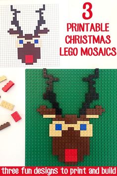 Mosaics Patterns, Christmas Legos, Mosaics For Kids, Building Challenge