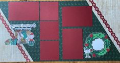 a christmas card made with red and green paper