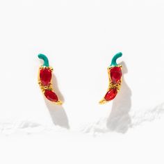 Red Hot Chili Pepper Studs Stud Girl, Hottest Chili Pepper, Flat Back Earrings, Hot Pepper, Red Hot Chili Peppers, Necklace Chain Lengths, Hot Chili, Chili Pepper, Wrap Rings