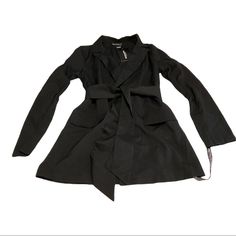 Pretty Little Thing Tall Black Tied Waist Suit Jacket. Us Size 6. Brand New. Polyester And Elastine. Classy. Fall Party Outerwear With Bow, Chic Fitted Blazer With Tie Waist, Fall Long Sleeve Blazer With Tie Waist, Chic Fitted Outerwear With Tie Waist, Fall Blazer With Tie Waist And Long Sleeves, Spring Outerwear With Tie Waist And Long Sleeves, Long Sleeve Blazer With Tie Waist For Work, Spring Fitted Tie Waist Blazer, Spring Fitted Blazer With Tie Waist