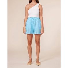 Lucy Paris Women's Kelia Blue Linen High Waisted Shorts Size Large Bright Blue Linen Shorts From Lucy Paris. Elastic Stretch And Drawstring Waist Band. Side Pockets. Cotton Lining. Linen Hand Wash Cold Lined. Approx. Measurements: Inseam: 4.5" Waist: 30" Leg Opening: 26" New With Tags. G Blue Pajama Shorts With Short Inseam For The Beach, Blue Linen Shorts For Day Out, Chic Bermuda Beach Bottoms, Blue Pajama Shorts For Daywear, Blue Bottoms With Elastic Waistband For Summer, Chic Pajama Shorts, Blue Summer Pajama Shorts With Short Inseam, Spring Blue Bottoms With Built-in Shorts, Blue Pajama Shorts For Spring With Short Inseam