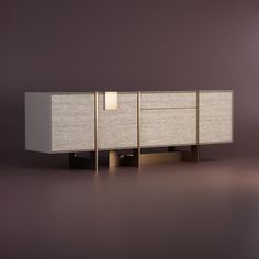 the sideboard is made out of wood and has two doors on each side, one with