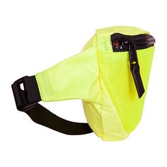 a neon yellow fanny bag on a white background