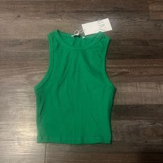 Brand New Zara Crop Top With Tag Still On Size:Small Fitted Green Tank Top For Spring, Basic Green Crop Top, Zara Fitted Tank Top For Spring, Green Basic Tank Top For Summer, Basic Green Tank Top For Summer, Basic Green Sleeveless Crop Top, Green Sleeveless Basic Crop Top, Basic Green Tank Top For Spring, Basic Zara Crop Top For Summer