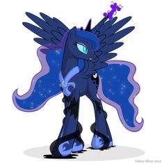 an animated pony with blue hair and wings