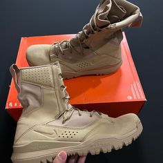 Nike Sfb Field 2 8" Tactical Military Combat Boots Desserts Ao7507-200 Men’s Size 15 Brand New Missing Lids Nike Combat Boots Outfit Men, Tactical Brown Hiking Boots, Khaki Tactical Boots For Outdoor Work, Nike Combat Lace-up Boots, Nike Tactical Leather Boots, Khaki Tactical Hiking Boots With Reinforced Toe, Tactical Khaki Hiking Boots With Reinforced Toe, Tactical Khaki Combat Boots With Reinforced Toe, Khaki Tactical Combat Boots With Reinforced Toe