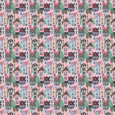 an abstract pattern with houses on it