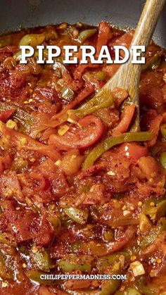 A spoonful of the delicious Piperade in a skillet. Piperade Recipe, Spanish Sauce Recipe, Espelette Pepper, Spanish Sauce, Cowboy Kitchen, Fancy Cooking, Basque Region