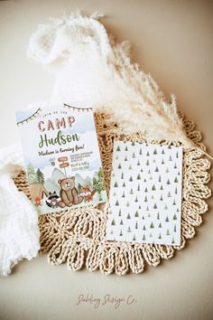 a crocheted doily with an envelope and other items