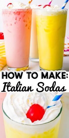 how to make italian sodas in glass cups with strawberries and cherries on top