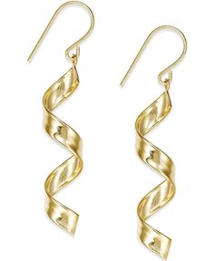 Endlessly chic. These swirled drop earrings shine in polished, 10k gold. Approximate drop: 1-3/4 inch. Formal Spiral Jewelry With Matching Earrings, Formal Spiral-shaped Jewelry With Matching Earrings, Swirl Yellow Gold Earrings For Gift, Yellow Gold Swirl Earrings For Gift, Elegant Spiral Gold Plated Earrings, Macy's Yellow Gold Drop Earrings, Elegant Spiral Sterling Silver Jewelry, Modern Twist 14k Gold Earrings For Formal Occasions, Elegant Spiral Jewelry For Gifts