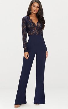 Prom Jumpsuit Classy, Prom Jumpsuit, Classy Jumpsuit, Outfit Chic, Jumpsuit Elegant, Lace Jumpsuit, Jumpsuit Outfit, Outfit Trends, Lace Long Sleeve