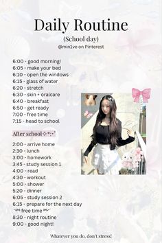 don‘t repost!  #IVE #REI #Naoirei #Daily #Dailyroutine #glowup #selfcare #school Glowup Routine School, Best School Routines, Good Daily Routines, Wonyongism Daily Routine, Wonyoungism Daily Routine, Wongyoungnisim Routine, Wonyoungism School Routine, Day In My Life Routine, Wonyoungism School