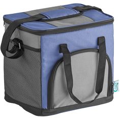 a green and gray cooler bag with handles