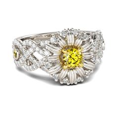 Rings Womens, Halo Engagement Ring Sets, Round Halo Engagement Rings, Sunflower Jewelry, Stone Wrapping, Affordable Jewelry, Halo Engagement Ring, Flower Ring, Engagement Ring Settings