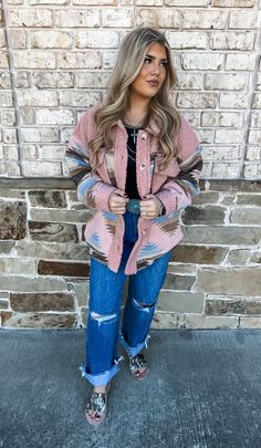 TTS Buttons Soft Material Trendy Long Sleeve Tops For Outdoor, Trendy Winter Tops For Outdoor, Pink Fall Top With Pockets, Fall Pink Tops With Pockets, Pink Tops With Pockets For Fall, Pink Long Sleeve Tops For Outdoor, Aztec Jacket, Pearl Cuff, Outerwear Vest