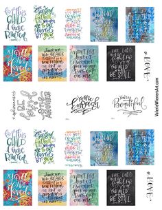 the different hand lettering styles for each piece of art