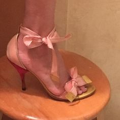 Reposhing This Item I Purchased From @Dorispanos. Loved It, But Ready To Rotate For Something New. Questions? Leave A Comment Below! Prada Pink, Prada Collection, Vintage Prada, Shoes Vintage, Prada Shoes, Pink Gold, Something New, Pink And Gold, Shoes Women Heels