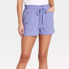 Universal Thread Mid-Rise Tie Waist Linen Utility Shorts In Violet Size Large Condition: New Without Tags Materials: 55% Linen, 45% Rayon Casual Purple Bottoms For Daywear, Vacation Bottoms With Pockets And Paperbag Waist, High Waist Shorts With Pockets For Daywear, Spring Purple Bottoms For Day Out, Vacation Shorts With Paperbag Waist And Pockets, High-waisted Shorts With Pockets For Daywear, Spring Shorts With Pockets For Day Out, Spring Day Out Shorts With Pockets, Spring Beach Shorts With Paperbag Waist