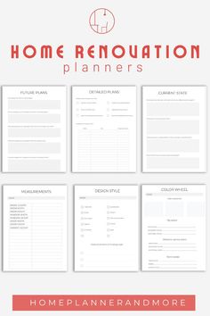 the home renovation planner is shown in red and white