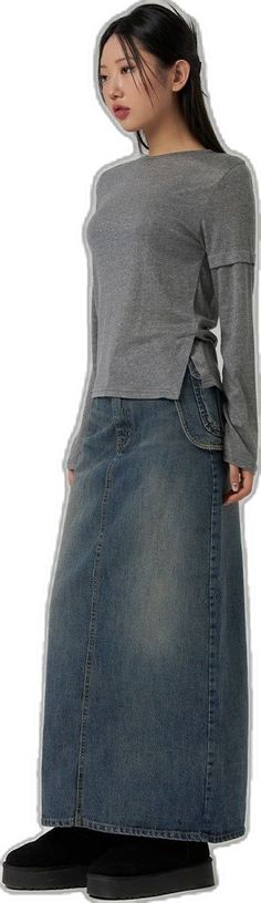 Casual Baggy Blue Denim Skirt, Fitted Casual Denim Skirt For Streetwear, Casual Fitted Denim Skirt With Pockets, Fitted Casual Denim Skirt With Pockets, Casual Baggy Medium Wash Denim Skirt, Casual Dark Wash Relaxed Fit Denim Skirt, Casual Denim Skirt For Fall, Casual Cotton Denim Skirt In Relaxed Fit, Casual Relaxed Fit Cotton Denim Skirt