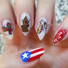 parranda Puerto Rico nails 1.6.2017 Puerto Rican Nails Designs, Puerto Rico Inspired Nails, Puerto Rican Baddie, Puerto Rico Nails Designs, Puerto Rican Nails, Puerto Rico Nails, Pink Nail Salon, Badass Nails, Princess Penelope