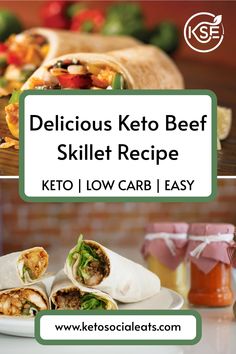 Delicious keto beef wraps with fresh vegetables from ketosocialeats.com.