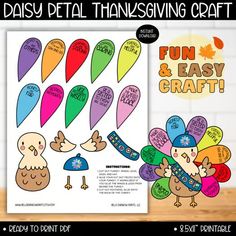 a printable thanksgiving turkey and easy craft for kids