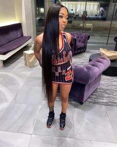 Jersey Dress Outfit Black Women, Jordan 23 Outfit Women, Jordan Year, Fye Outfits, Jersey Fits, 2000s Party, Sports Attire, Girls Night Out Outfits