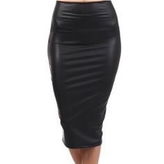 This Faux Leather Skirt With Thick Waist Is A Hip Hugging Skirt With A Band For A High Waist Look. Sizing Up With This Material Can Give A More Comfortable Fit. Also Available In Burgundy.. 3x In Black And Xl, 2x And 3x In Burgundy Knee-length Faux Leather Pencil Skirt For Party, Party Faux Leather Pencil Skirt With Lining, Fitted Black Faux Leather Skirt, Club-ready Faux Leather Pencil Skirt, Black Knee-length Faux Leather Pencil Skirt, Black Faux Leather Knee-length Pencil Skirt, High Waist Faux Leather Pencil Skirt For Party, Black Faux Leather Pencil Skirt For Office, Black Faux Leather Pencil Skirt For Spring