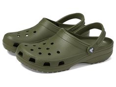 Crocs Classic Clogs - Clog Shoes : Army Green : Please note this style runs in whole sizes only. For customers that are a half size, the brand recommends ordering a half size smaller than your normal shoe size. To continue their support for the LGBTQ community, Crocs is donating to GLAAD, the leading media advocacy organization working to accelerate LGBTQ acceptance. This durable, non-skid, multi- purpose clog is popular to water-sports enthusiasts, hikers, medical professionals, food service wo Durable Green Slip-on Clogs, Durable Green Casual Clogs, Casual Durable Green Clogs, Lgbtq Acceptance, Green Crocs, Clog Crocs, Crocs Men, Clog Shoes, Crocs Classic Clogs