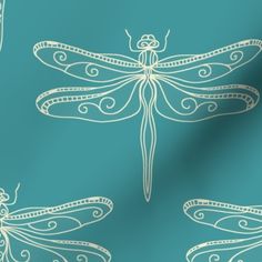 a drawing of a dragonfly on a teal background