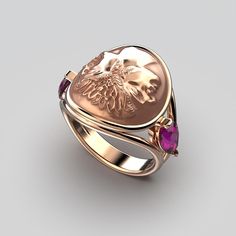 Discover the Janus Gold Ring, a masterpiece meticulously crafted in Italy by Oltremare Gioielli. This exquisite piece of Italian jewelry is available in your choice of 14k or 18k gold. Inspired by the opulence of ancient Rome, the Grape Garnet Ring with its captivating Janus Coin design adds a touch of historical allure to your collection. Immerse yourself in the legacy of Italian craftsmanship and embrace the timeless beauty of this unique Roman-style ring •Band measurements: approx. 19 mm wide Luxury 14k Gold Ruby Ring, Luxury Rose Gold Rings Stamped 14k, Elegant Round Ruby Intaglio Ring, Elegant Round Ruby Ring With Intaglio Detail, Rose Gold 14k Gemstone Signet Ring, Rose Gold Gemstone Signet Ring, Rose Gold Signet Ring With Gemstone, Luxury 14k Gold Ruby Ring With Polished Finish, Luxury Yellow Gold Signet Ring