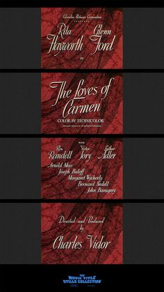 four different movie titles with red and black background