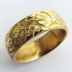 Saturn Wedding Ring, Gold Band Ring Men, Space Theme Wedding, Space Wedding Ring, Mens Gold Ring Vintage, Space Saturn, Wedding Ring Men, Man Rings, Space Ring