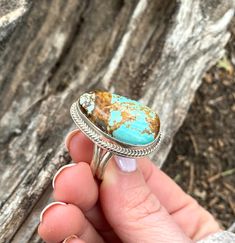 A statement ring that features a gorgeous Royston stone. The colors of this stone are breathtaking. Statement Ring, Statement Rings, Ring, Stone, Color