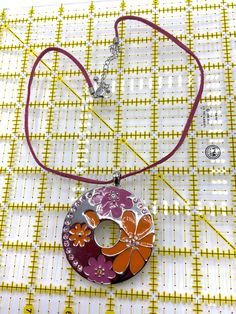 Round and pink, orange enamel and rhinestone; pink lace necklace by Lia Sophia Lace Necklace, Lia Sophia, Charm Necklaces, Enamel Flower, Pink Beads, Silver Spring, Green Necklace, Flower Necklace, Pink Lace