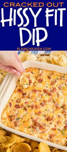 a casserole dish filled with cheese and bacon